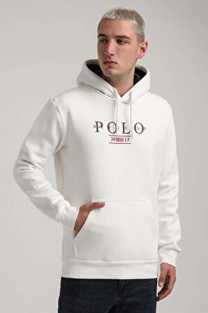 Kapüşonlu Ekru Slim Fit Full-Zip Sweatshirt 24FWM64073