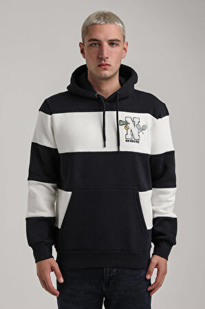 Kapüşonlu Lacivert Slim Fit Full-Zip Sweatshirt 24FWM64077