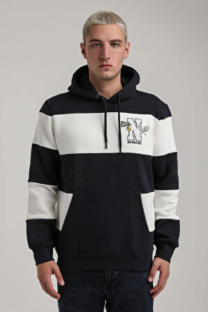 Kapüşonlu Lacivert Slim Fit Full-Zip Sweatshirt 24FWM64077