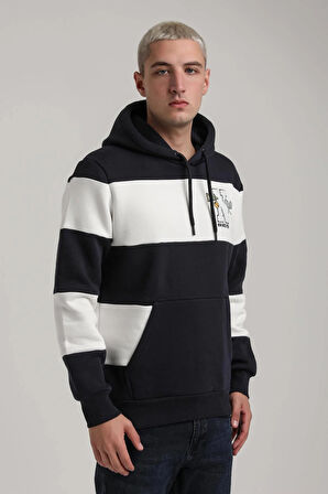 Kapüşonlu Lacivert Slim Fit Full-Zip Sweatshirt 24FWM64077