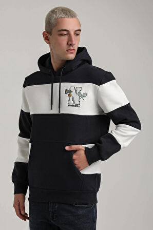 Kapüşonlu Lacivert Slim Fit Full-Zip Sweatshirt 24FWM64077