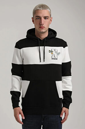 Kapüşonlu Siyah Slim Fit Full-Zip Sweatshirt 24FWM64077