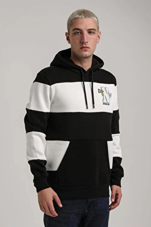 Kapüşonlu Siyah Slim Fit Full-Zip Sweatshirt 24FWM64077