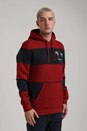 Kapüşonlu Bordo Slim Fit Full-Zip Sweatshirt 24FWM64077
