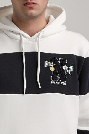 Kapüşonlu Ekru Slim Fit Full-Zip Sweatshirt 24FWM64077