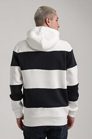 Kapüşonlu Ekru Slim Fit Full-Zip Sweatshirt 24FWM64077