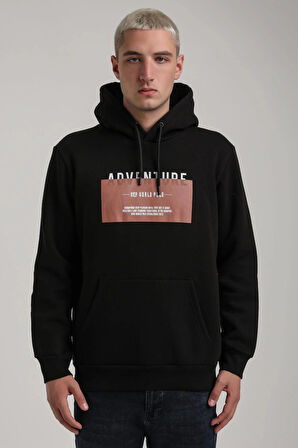 Kapüşonlu Siyah Slim Fit Full-Zip Sweatshirt 24FWM64078