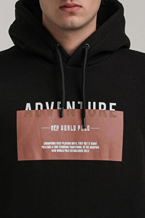 Kapüşonlu Siyah Slim Fit Full-Zip Sweatshirt 24FWM64078