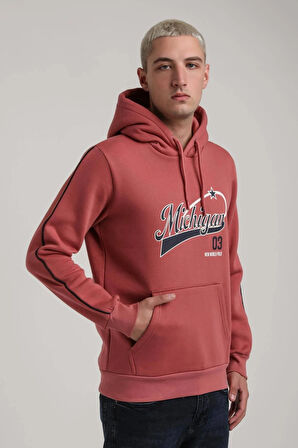 Kapüşonlu Kestane Slim Fit Full-Zip Sweatshirt 24FWM64079