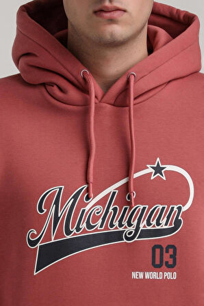 Kapüşonlu Kestane Slim Fit Full-Zip Sweatshirt 24FWM64079