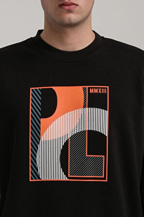 Bisiklet Yaka Siyah Slim Fit Sweatshirt 24FWM60171