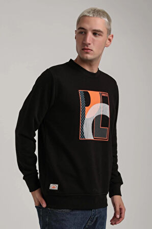 Bisiklet Yaka Siyah Slim Fit Sweatshirt 24FWM60171