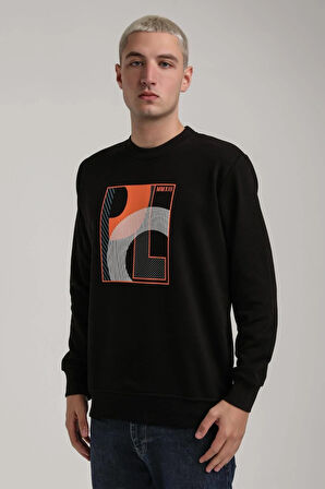 Bisiklet Yaka Siyah Slim Fit Sweatshirt 24FWM60171