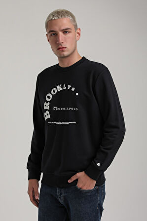 Bisiklet Yaka Lacivert Slim Fit Sweatshirt 24FWM60172