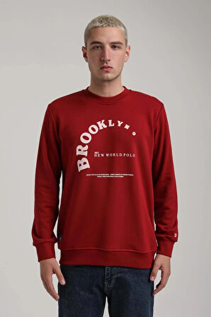 Bisiklet Yaka Bordo Slim Fit Sweatshirt 24FWM60172