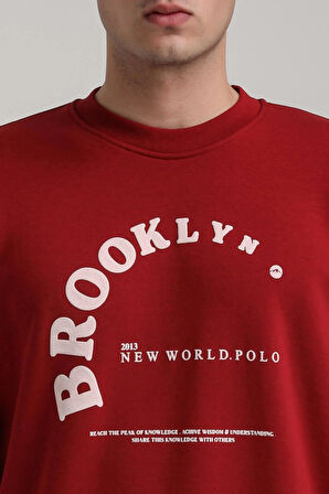 Bisiklet Yaka Bordo Slim Fit Sweatshirt 24FWM60172