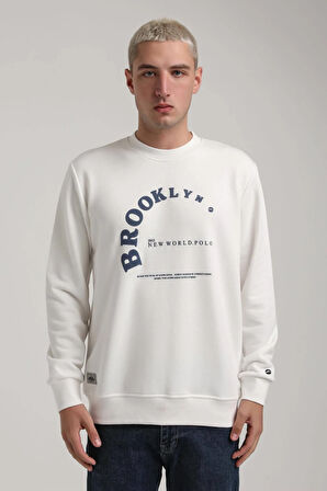 Bisiklet Yaka Ekru Slim Fit Sweatshirt 24FWM60172
