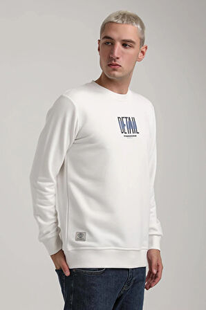 Bisiklet Yaka Ekru Slim Fit Sweatshirt 24FWM60173