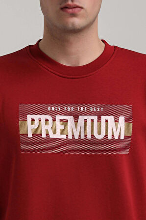 Bisiklet Yaka Bordo Slim Fit Sweatshirt 24FWM60174