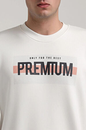 Bisiklet Yaka Ekru Slim Fit Sweatshirt 24FWM60174