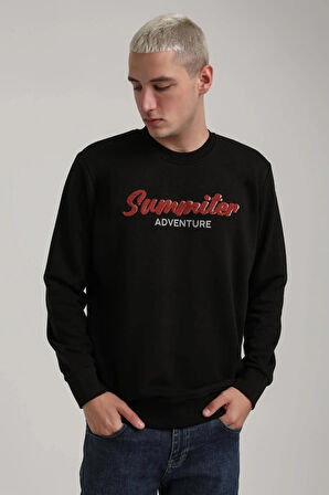 Bisiklet Yaka Siyah Slim Fit Sweatshirt 24FWM60177