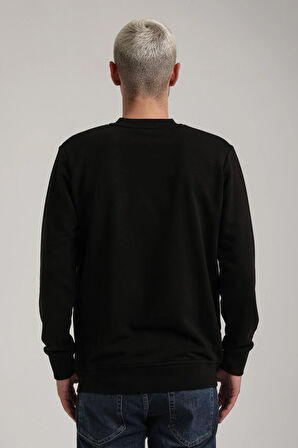 Bisiklet Yaka Siyah Slim Fit Sweatshirt 24FWM60177