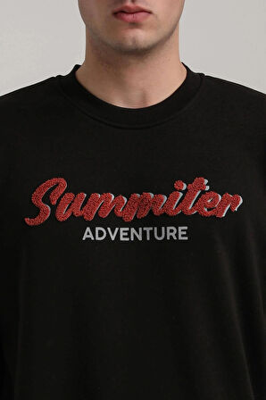 Bisiklet Yaka Siyah Slim Fit Sweatshirt 24FWM60177