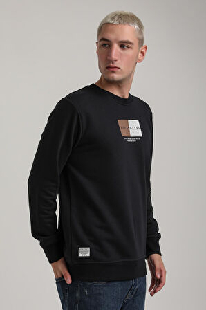 Bisiklet Yaka Lacivert Slim Fit Sweatshirt 24FWM60182