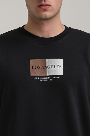 Bisiklet Yaka Lacivert Slim Fit Sweatshirt 24FWM60182