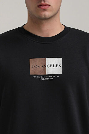 Bisiklet Yaka Lacivert Slim Fit Sweatshirt 24FWM60182