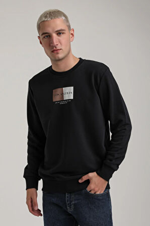 Bisiklet Yaka Lacivert Slim Fit Sweatshirt 24FWM60182