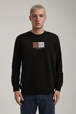 Bisiklet Yaka Siyah Slim Fit Sweatshirt 24FWM60182