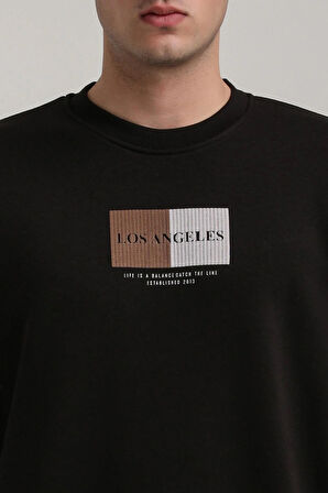 Bisiklet Yaka Siyah Slim Fit Sweatshirt 24FWM60182