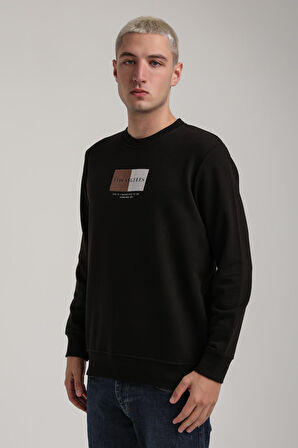Bisiklet Yaka Siyah Slim Fit Sweatshirt 24FWM60182