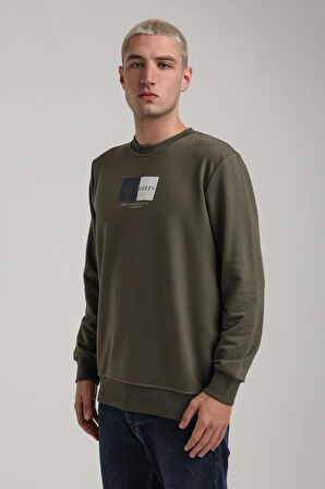 Bisiklet Yaka Haki Slim Fit Sweatshirt 24FWM60182
