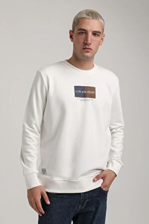 Bisiklet Yaka Ekru Slim Fit Sweatshirt 24FWM60182