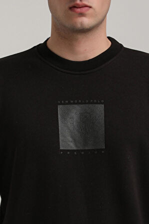 Bisiklet Yaka Siyah Slim Fit Sweatshirt 24FWM60183