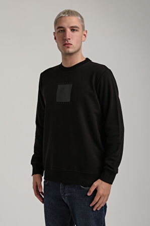 Bisiklet Yaka Siyah Slim Fit Sweatshirt 24FWM60183