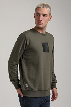 Bisiklet Yaka Haki Slim Fit Sweatshirt 24FWM60183