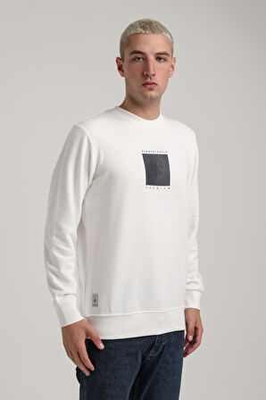 Bisiklet Yaka Ekru Slim Fit Sweatshirt 24FWM60183