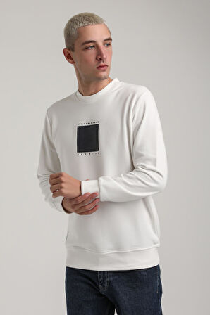 Bisiklet Yaka Ekru Slim Fit Sweatshirt 24FWM60183