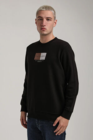 Bisiklet Yaka Siyah Slim Fit Sweatshirt 24FWM60182