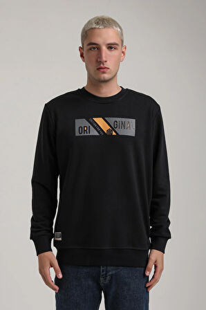 Bisiklet Yaka Lacivert Slim Fit Sweatshirt 24FWM60184