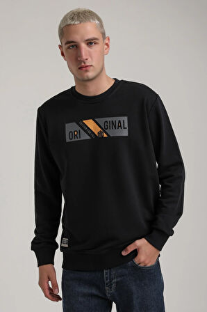 Bisiklet Yaka Lacivert Slim Fit Sweatshirt 24FWM60184