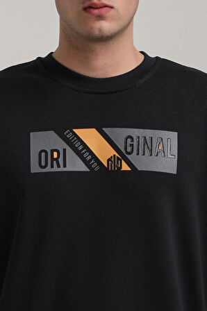 Bisiklet Yaka Lacivert Slim Fit Sweatshirt 24FWM60184