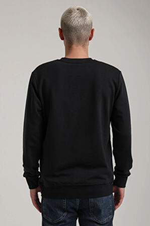 Bisiklet Yaka Lacivert Slim Fit Sweatshirt 24FWM60184