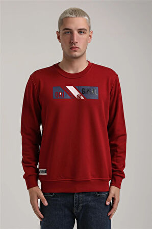 Bisiklet Yaka Bordo Slim Fit Sweatshirt 24FWM60184