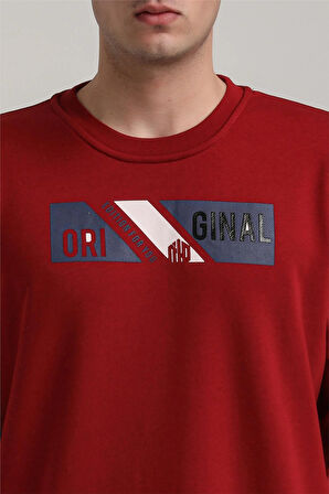 Bisiklet Yaka Bordo Slim Fit Sweatshirt 24FWM60184