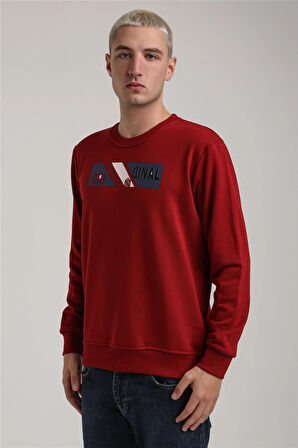 Bisiklet Yaka Bordo Slim Fit Sweatshirt 24FWM60184