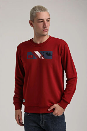 Bisiklet Yaka Bordo Slim Fit Sweatshirt 24FWM60184